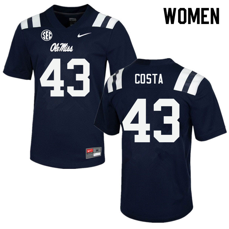 Caden Costa Ole Miss Rebels NCAA Women's Navy #43 Stitched Limited College Football Jersey JNV5058UH